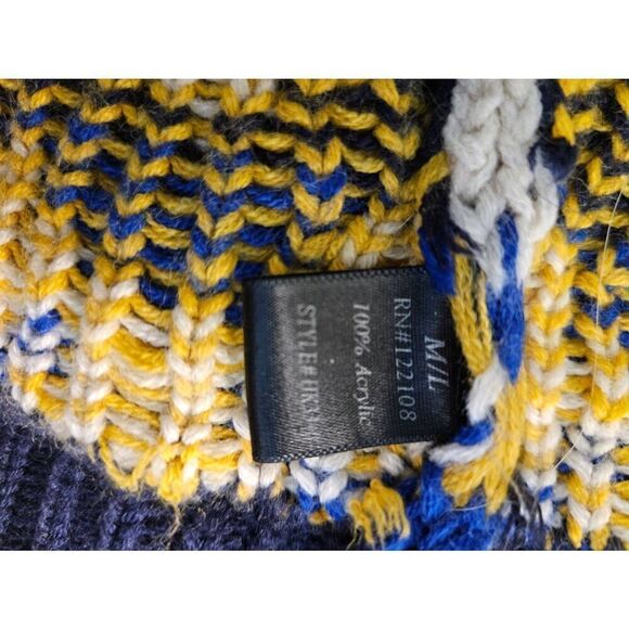 Mak. B  blue and yellow knitted cardigan.  Size M/L. - Picture 5 of 5